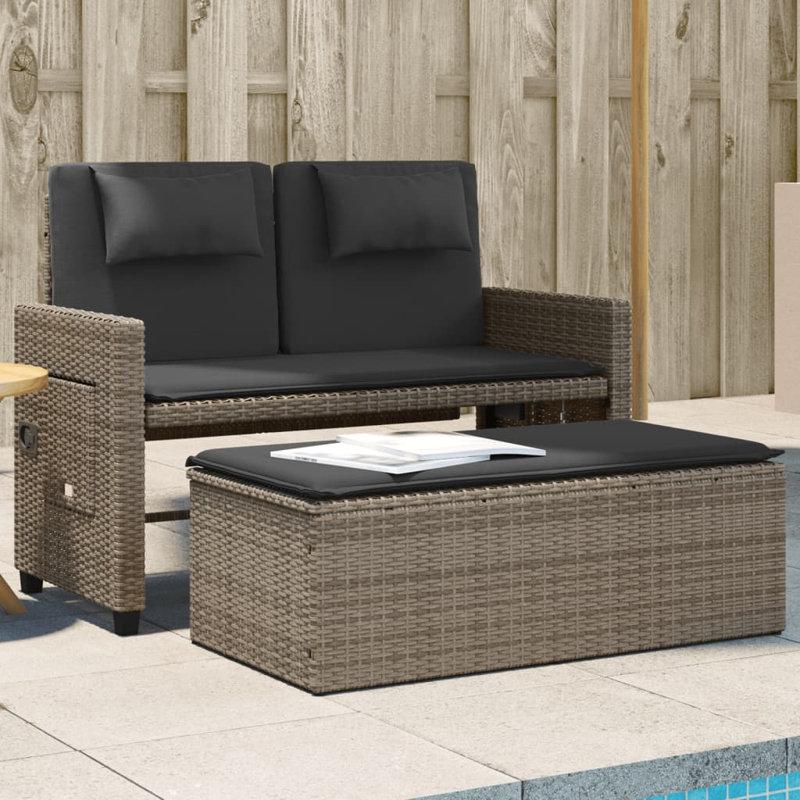 Banc de patio inclinable avec coussins Vidaxl, Gris foncé / Gris