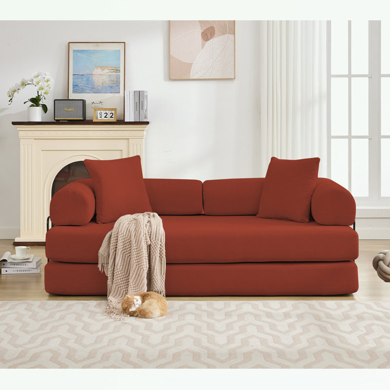 Canapé-lit pliant convertible avec coussin moelleux, Rouge