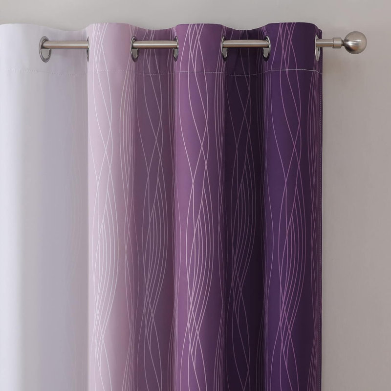 Blackout Curtain Pair, Purple/Greyish White