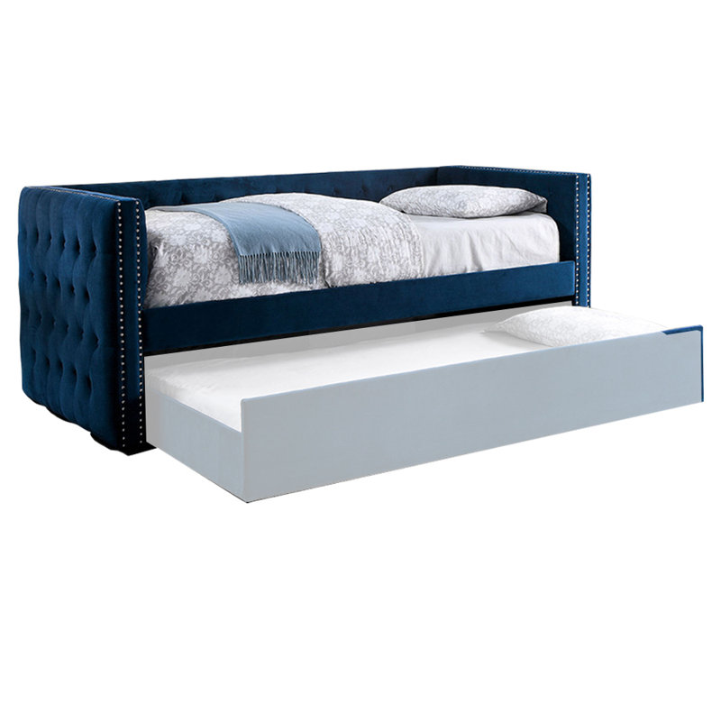 Lit de jour simple avec couchette Calion, Bleu marine