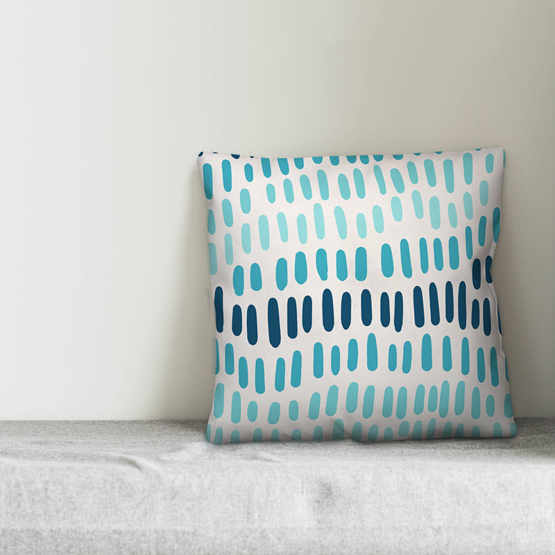  Coussin décoratif intérieur / extérieur Abstract Dots, 20 po x 20 po, Pas de bourre, Crème / bleu sarcelle / bleu
