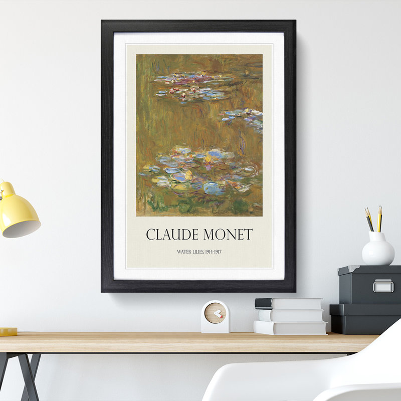 Water Lilies Lily Pond Vol.7 by Claude Monet - Picture Frame Art Prints, 65cm H x 48cm W x 2cm D, Black Framed