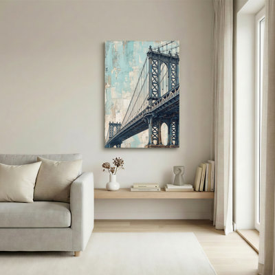 «Blue Steel Suspension Bridge», art mural sur toile patinée