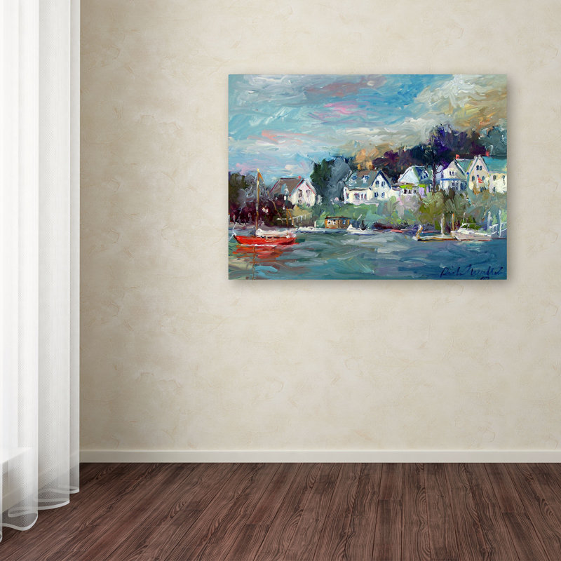 Multicolor Coastal Landscape Print on Canvas for Kids' Rooms