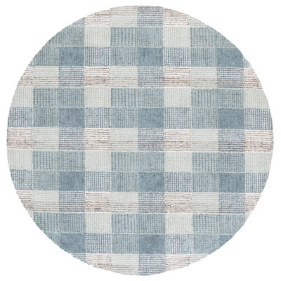 Genre Hand Tufted Wool;Cotton Plaid Rug