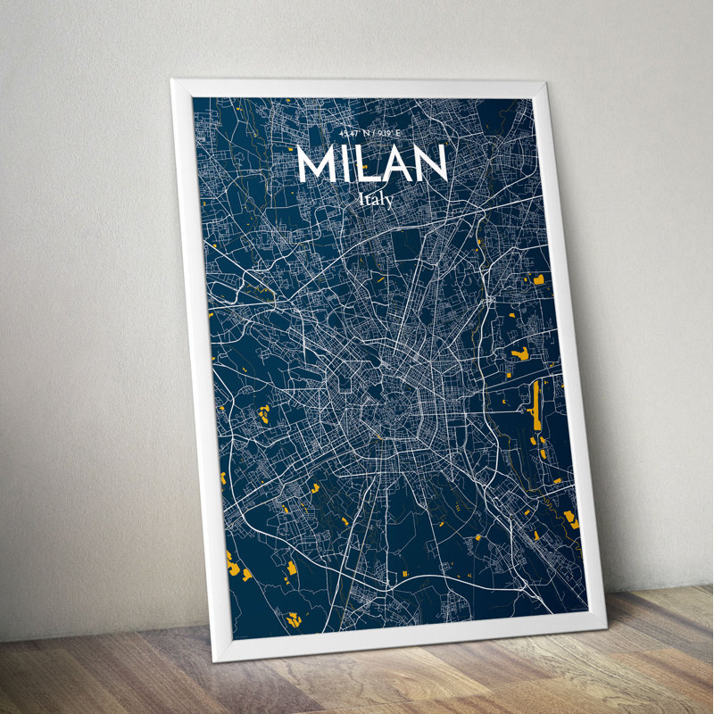 Milan City Map - No Frame Print, 43.2cm H x 27.9cm W x 0.13cm D