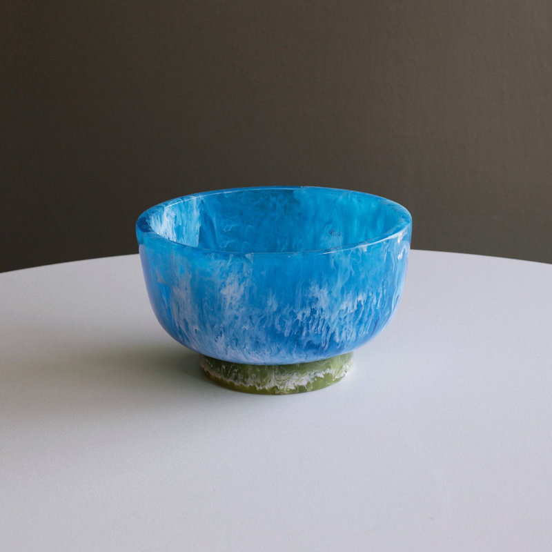 Petit bol en résine RESIN avec base, Bleu / Vert
