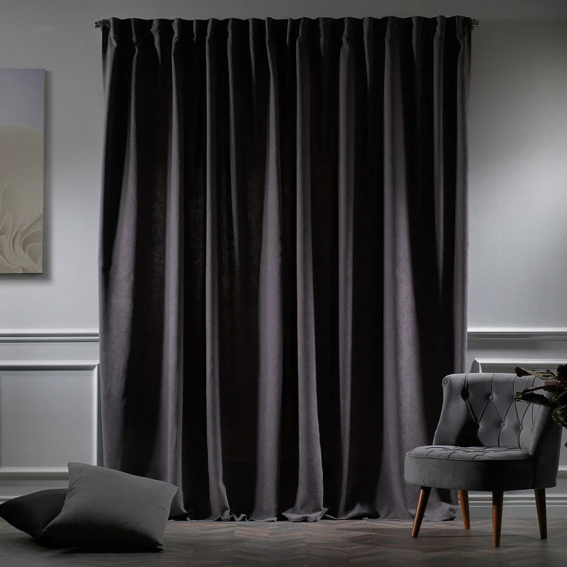 Extra Long & Extra Wide Decorative Curtain Single Panel, Grey, 280cm Width x 265cm Drop