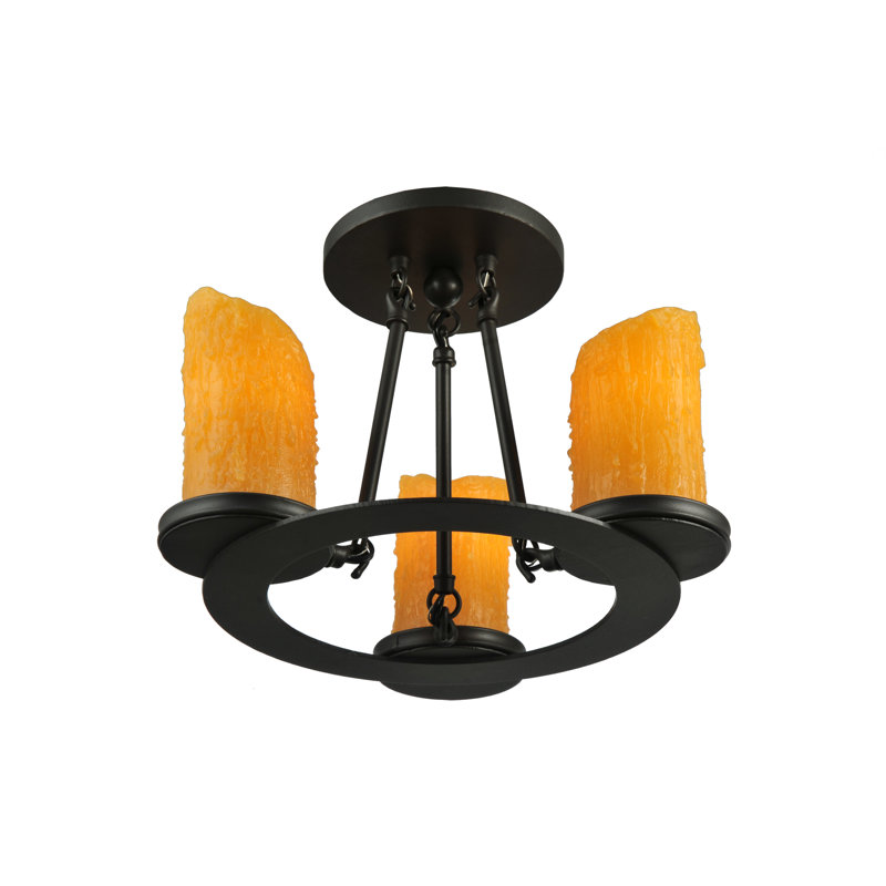 Plafonnier semi-encastré 3 lumières de style lustre 14 po