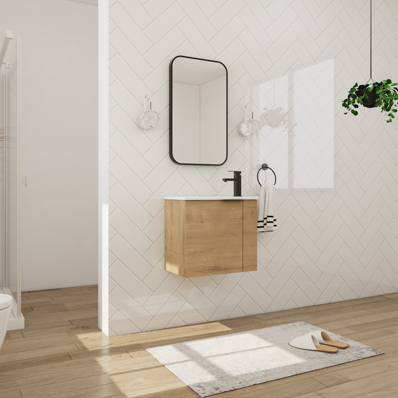 Meuble-lavabo simple 22,34 po avec plateau Kannan, Chêne