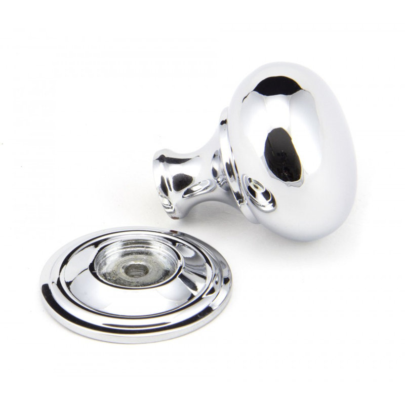 Oval Mushroom Knob, Polished Chrome, 3.8cm