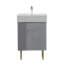 Meuble-lavabo à tablettes ouvertes de 21,6 po avec évier en céramique, porte à fermeture douce, armoire de rangement à tablettes ouvertes sur le côté gauche, assemblage requis, gris GF-24VB06-21MGL