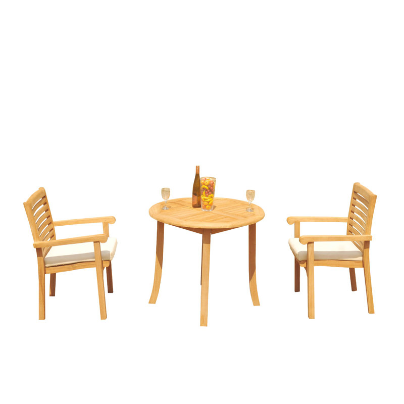 Hari Outdoor 6 - Piece Teak Dining Set, 75" x 36" x 31.5", 3
