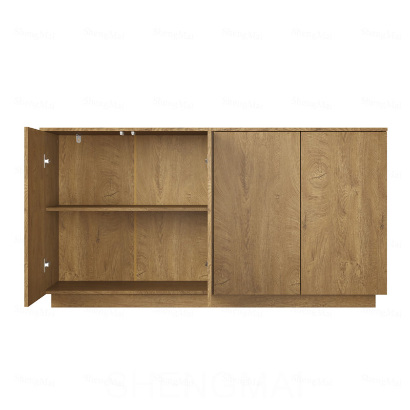 Buffet en bois avec crédence de rangement naturelle à 4 portes avec tablettes réglables