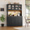 Garde-manger 71 po à DEL avec prise de courant, grande armoire de rangement à huche de cuisine à DEL