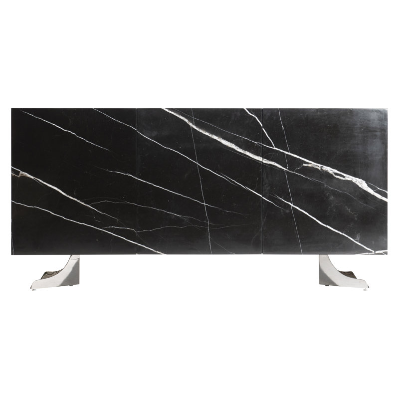Imani 72'' Black Stone and Stainless Steel Sideboard