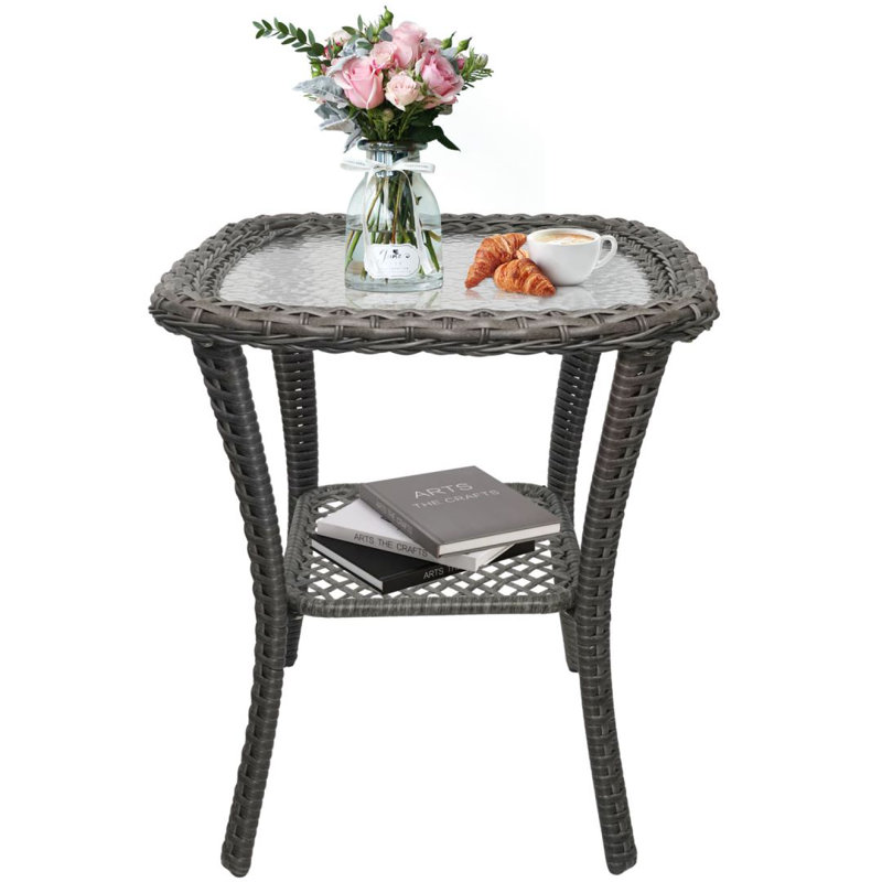 Rewerts Round Wicker Outdoor Side Table , 20'' in. W 20'' in. D