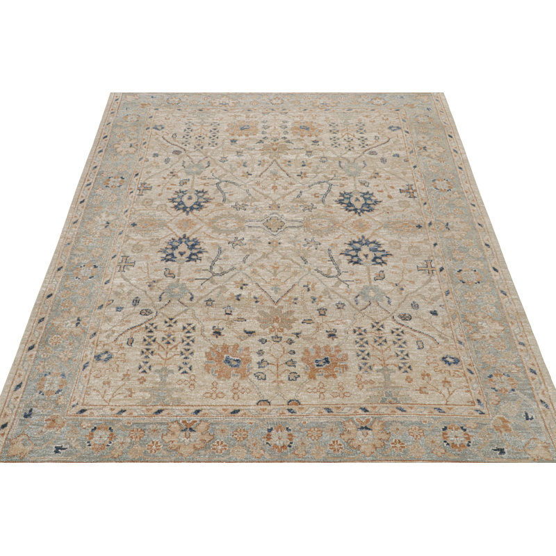 Oushak Hand Knotted Silk Floral Area Rug, Rectangle 12' x 18'