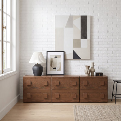 MCM Solid Oak Nighstand With 2 Drawers  for Bedroom Storage