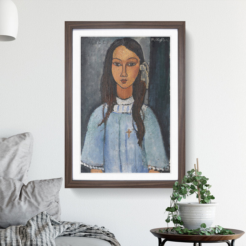 Alice by Amedeo Modigliani - Picture Frame Painting on MDF, Walnut Framed, 36cm H x 27cm W x 2cm D