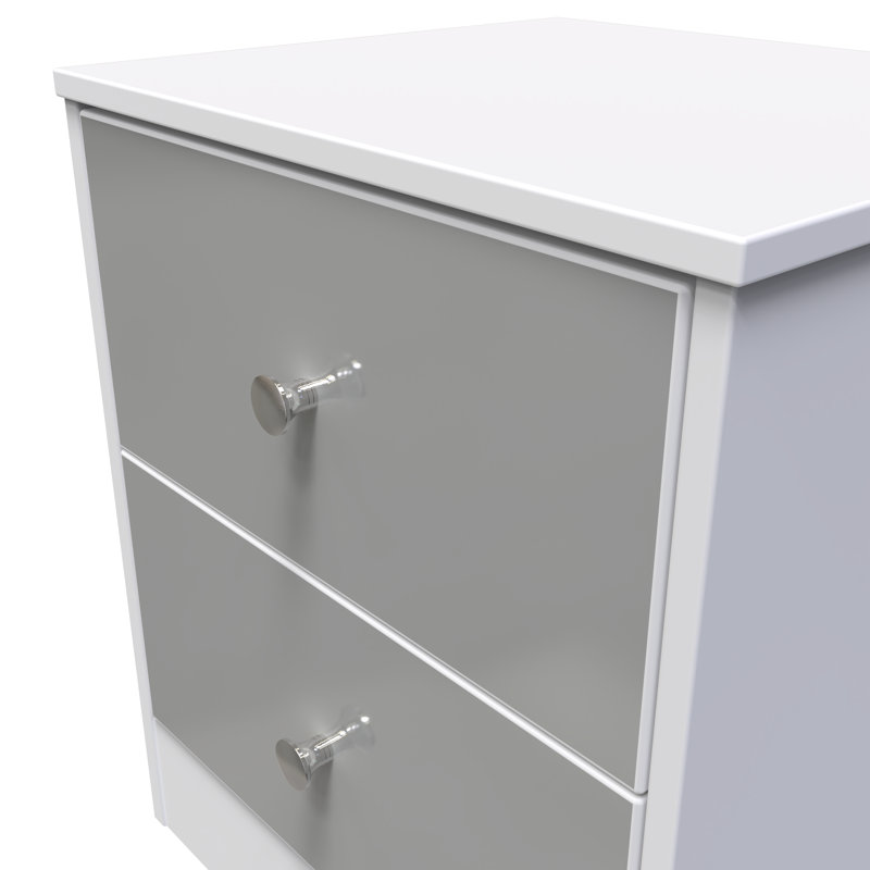 Fully Assembled Leoine Manufactured Wood Bedside Table, White