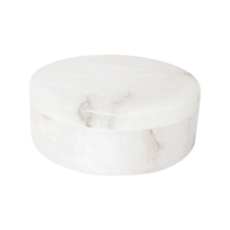 Claudine Lg. Boîte votive albâtre de 8 po de diamètre