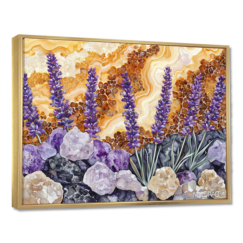 «Summer Velvet Lavender Meadows On Agate II», reproduction sur toile lavande, H 24 po x l 32 po, Doré