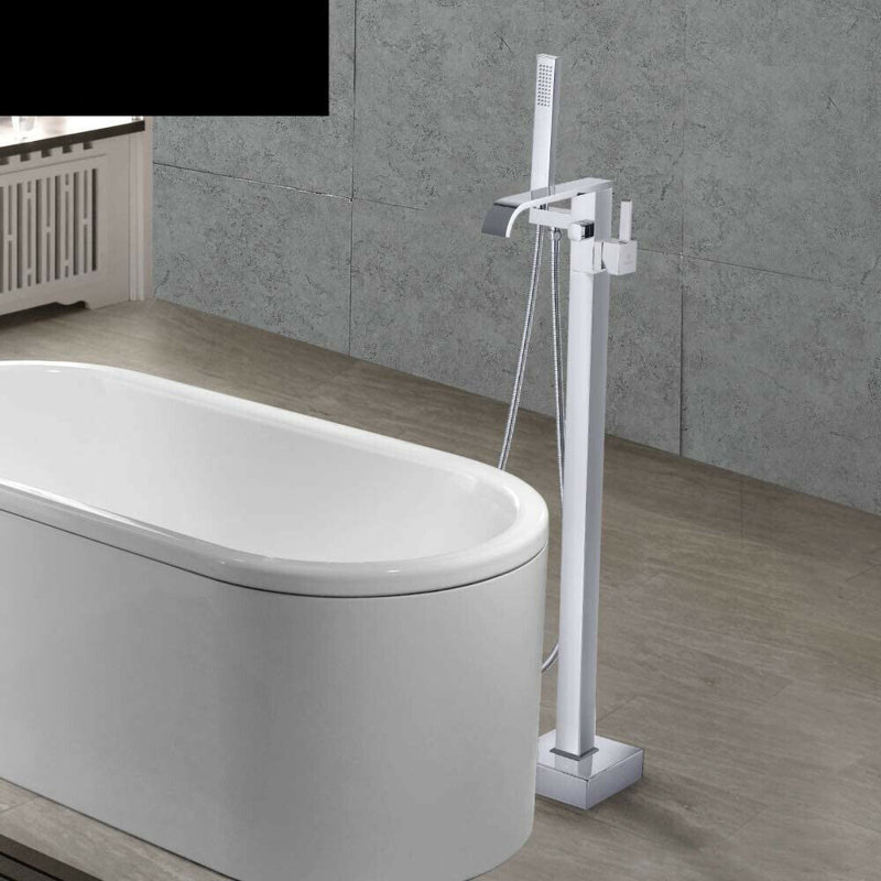 Messancy Floor Waterfall Faucet Bath Filler with Diverter
