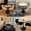 Table de salle à manger ronde de 76 cm (30 po) en pierre frittée avec pied central, table de cuisine moderne pour petits espaces (2 à 4 personnes).-348611127