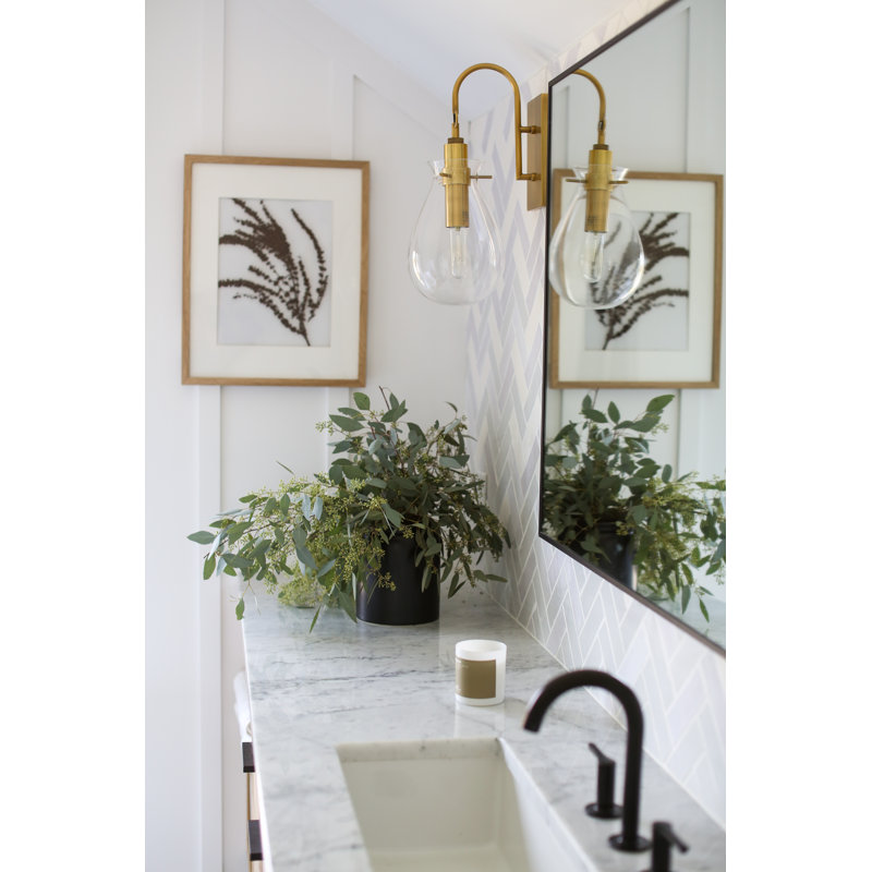 Glass 1-Light Armed Sconce, Polished Nickel