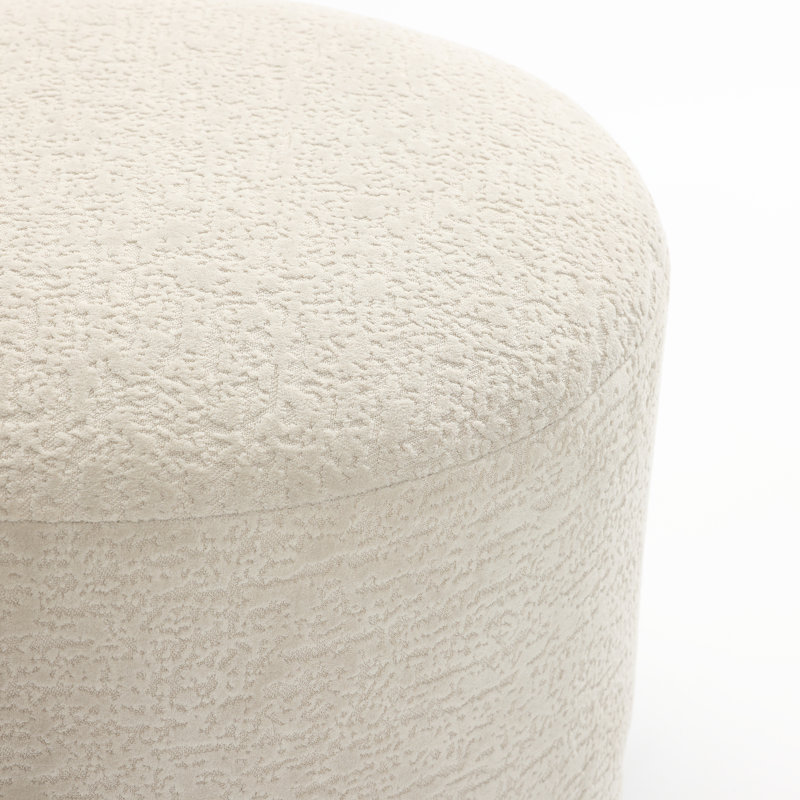 20.1" W Modern Upholstered Round Ottoman Boucle Accent Footrest Stool with Wood Frame