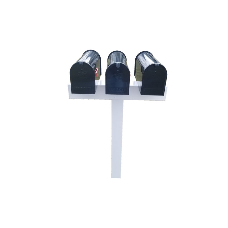 White Vinyl Sleeve Post Mount for 3 Mailboxes
