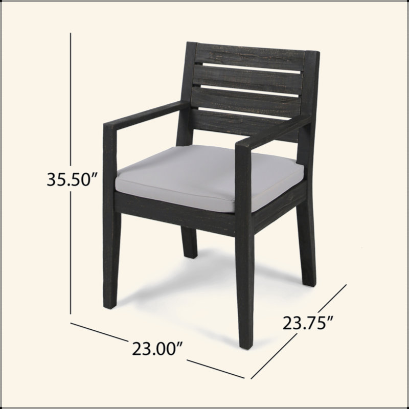 Ensemble de 2 chaises d'extérieur gris foncé avec coussin gris clair