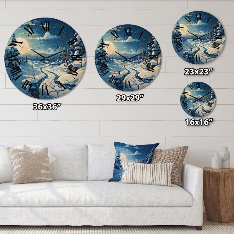 Hiver, magnifique horloge murale en bois, Très grand