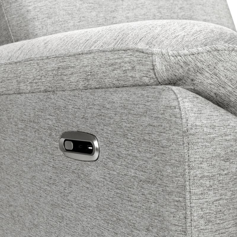 Frost Grey Upholstered Wood Swivel Recliner Chair