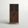 Anjalika Chevron Glass Door China Cabinet with Wine Bottle Storage