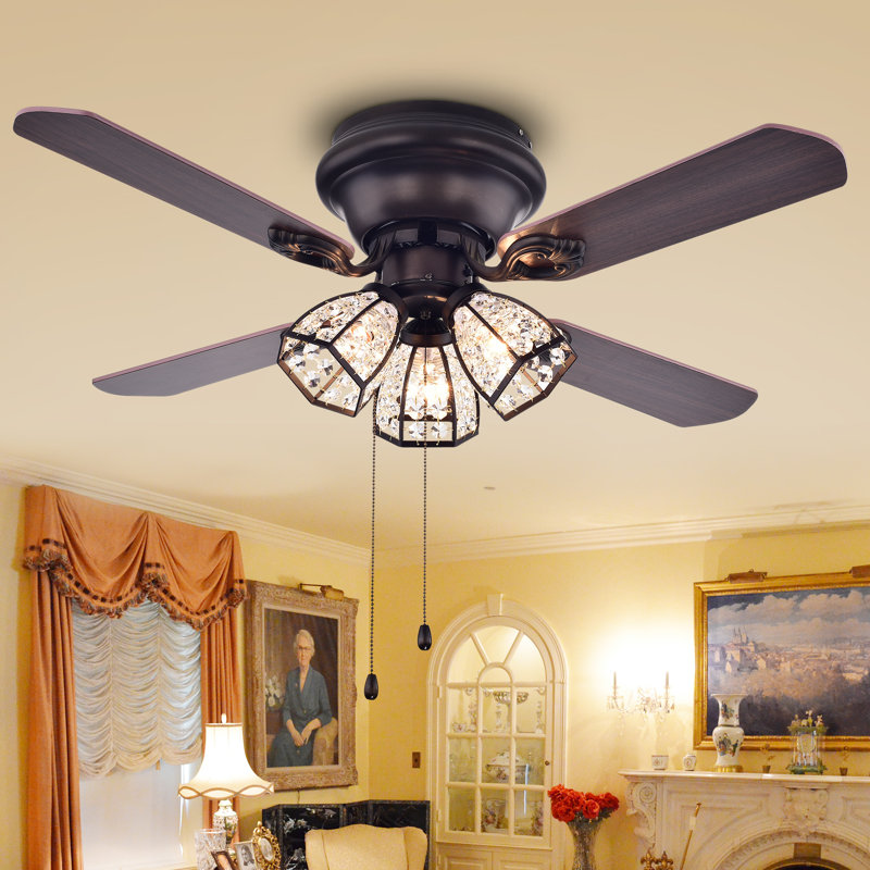 Alayna 42'' Ceiling Fan with Light Kit, Pull Chain, Red Walnut