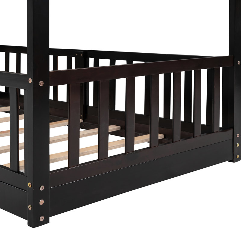 Twin Over Bunk Bed With Slide And , - Elegant Look Playful Bedroom Addition, Espresso