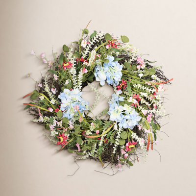 24" Handcrafted Hydrangea No Holiday Wreath
