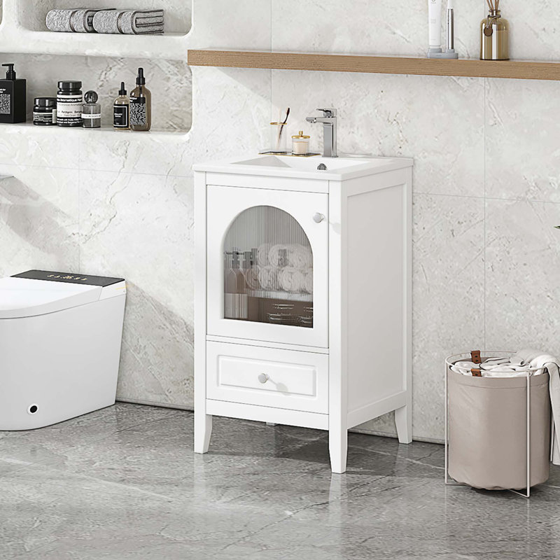 Meuble-lavabo de 20 po avec lavabo, Blanc