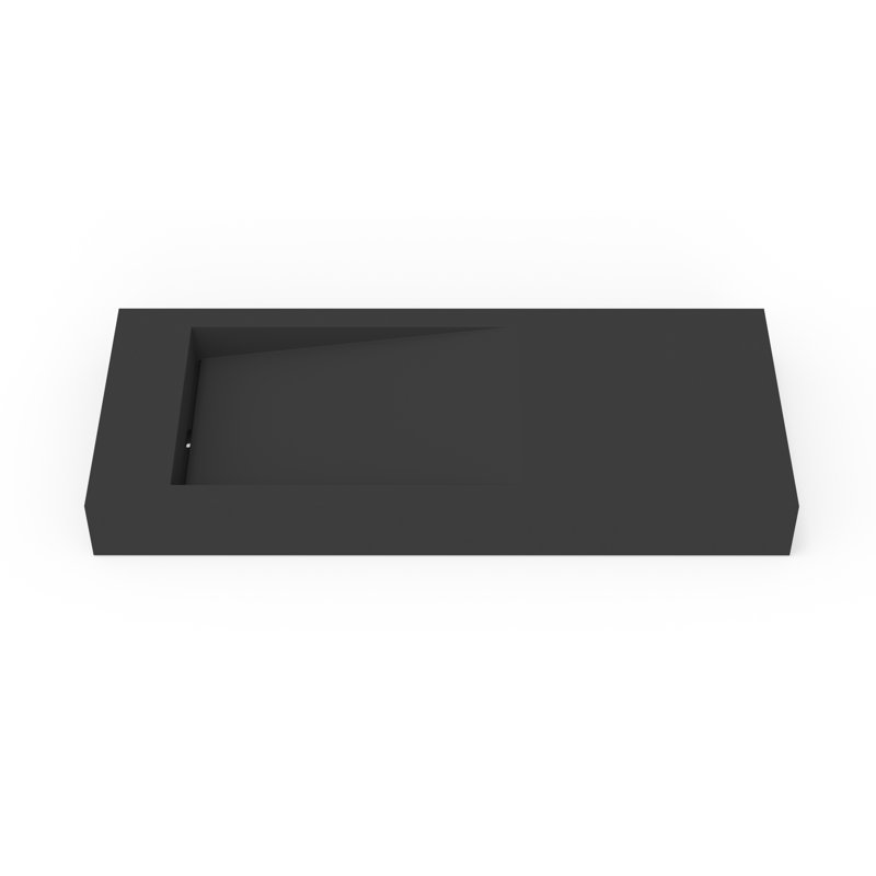 Badeloft 47.2" x 19.6" Stone Resin Wall Mounted Bathroom Sink WT-05-A-MBLK in Matte Black