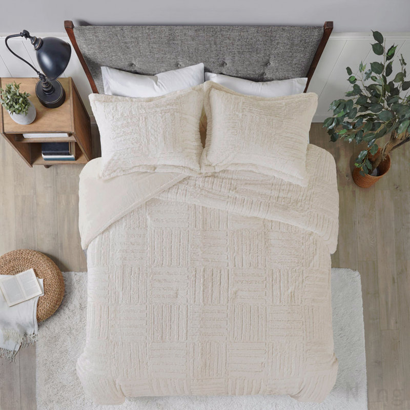 Mini ensemble d'édredon en duvet synthétique, Ivoire ivoire, Édredon simple et 1 taie décorative