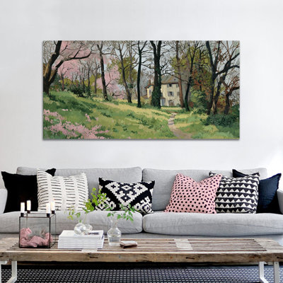 Art mural printanier sur toile, impressions de peinture de grand paysage, décorations murales photos de nature pour le salon, art mural forêt d'arbres, affiche murale florale Wildflower pour chambre à coucher, décoration murale sur toile, 30 po x 60 po