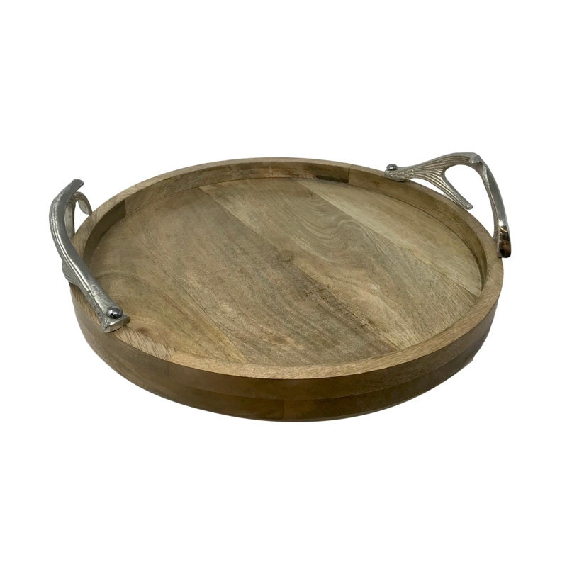 Plateau en bois Deerfield avec poignées en aluminium - Naturel, Bois naturel
