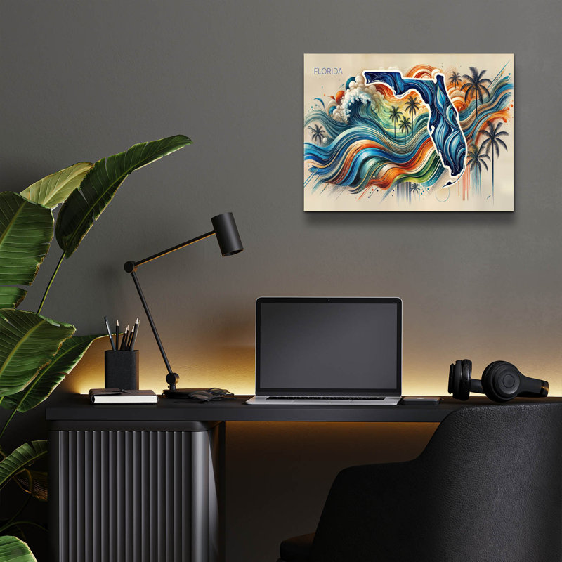«Florida Abstract» par Rey Klimt, art mural en verre acrylique, H 12 po x l 16 po x P 0,13 po