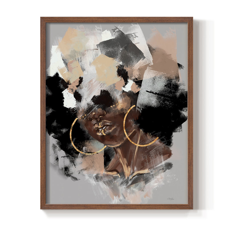 Reproduction encadrée Afro Pop - bois massif, H 28 po x l 22 po, Brun