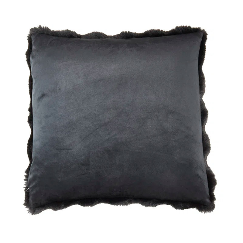 Housse de coussin en fausse fourrure Cozy Bubble, Noir, Carré de 20 po, Polyester