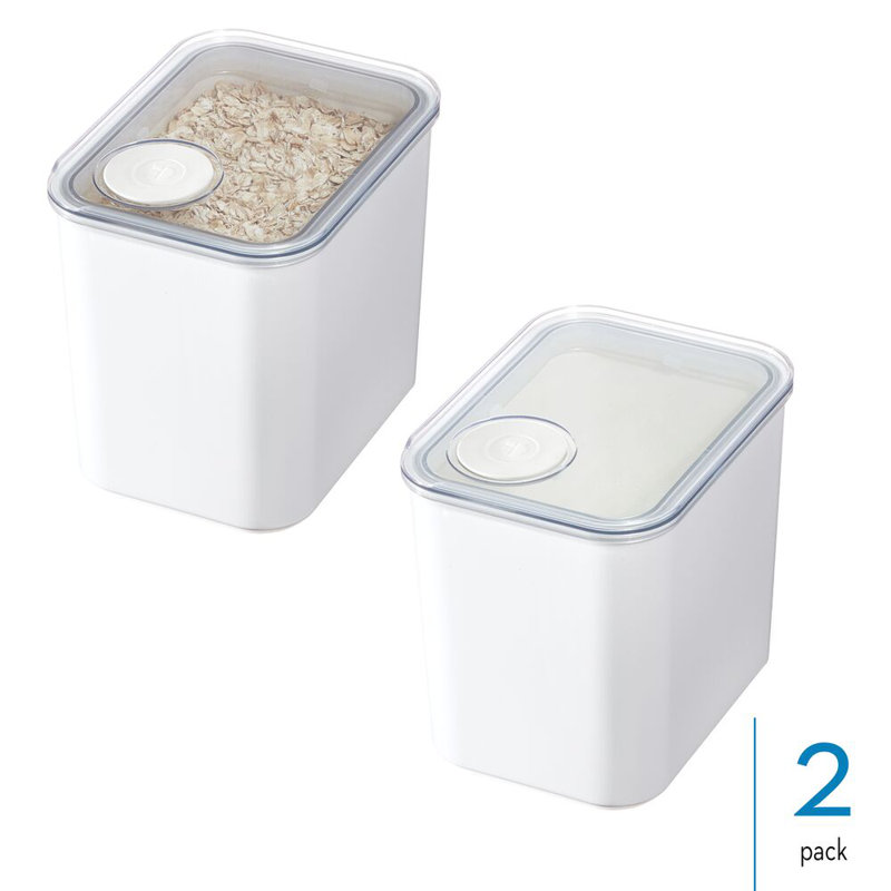 Ensemble de 2 petits pots de cuisine hermétiques avec bouchon verseur amovible iDesign - blanc, 3,1 pintes