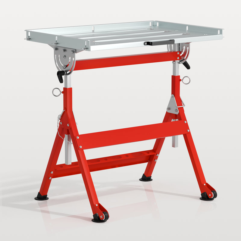30 po x 20 po en acier au carbone, roues de table de soudage, capacité de travail de 400 lb, hauteur 4 et établi à 3 angles.