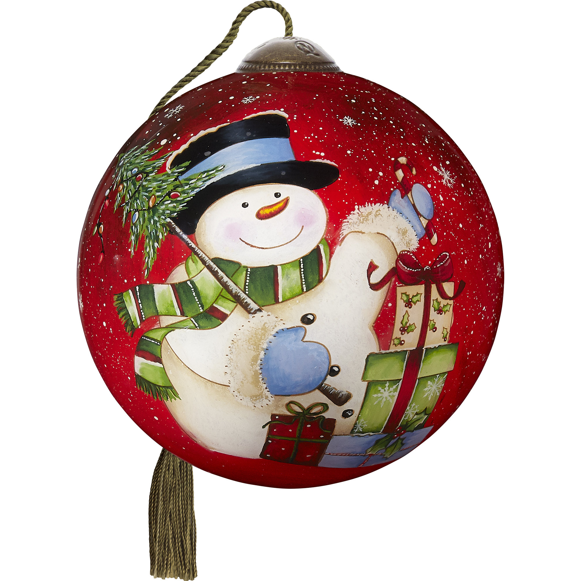 Precious Moments Snowman Celebration Hand-Painted Blown Glass Ball